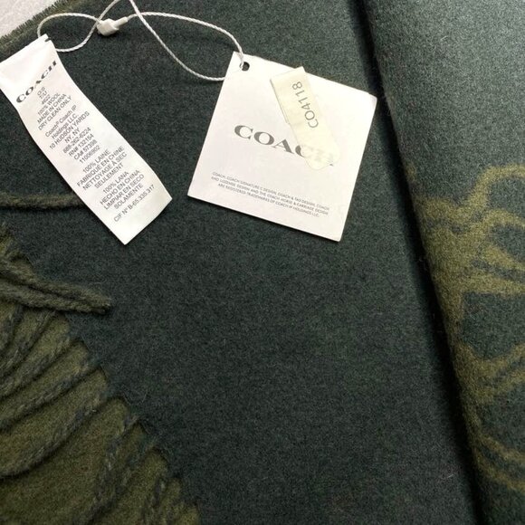 Coach 4622 Horse and Carriage Double Face Oversized Muffler in Olive Drab - Picture 1 of 4